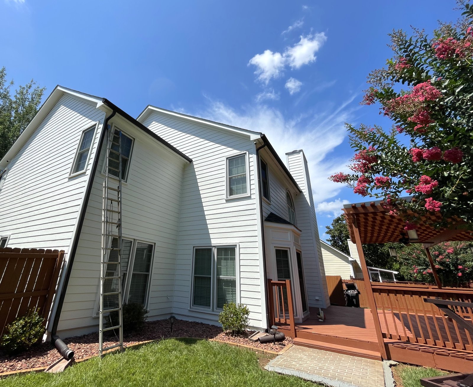 Crisp white exterior house painting in Northern Virginia