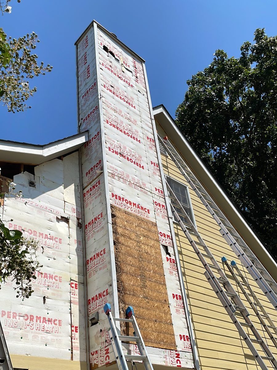 Siding Replacement & Repaint before — Exterior · Chimney Rebuild, Northern Virginia